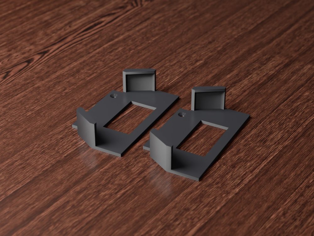 Yellow printed wall bracket with angled corner clips and two screw holes